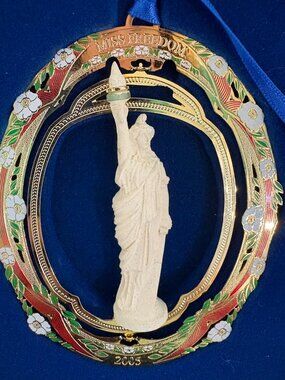2005 Georgia State Capitol Miss Freedom Christmas Hanging Metal Ornament Oval